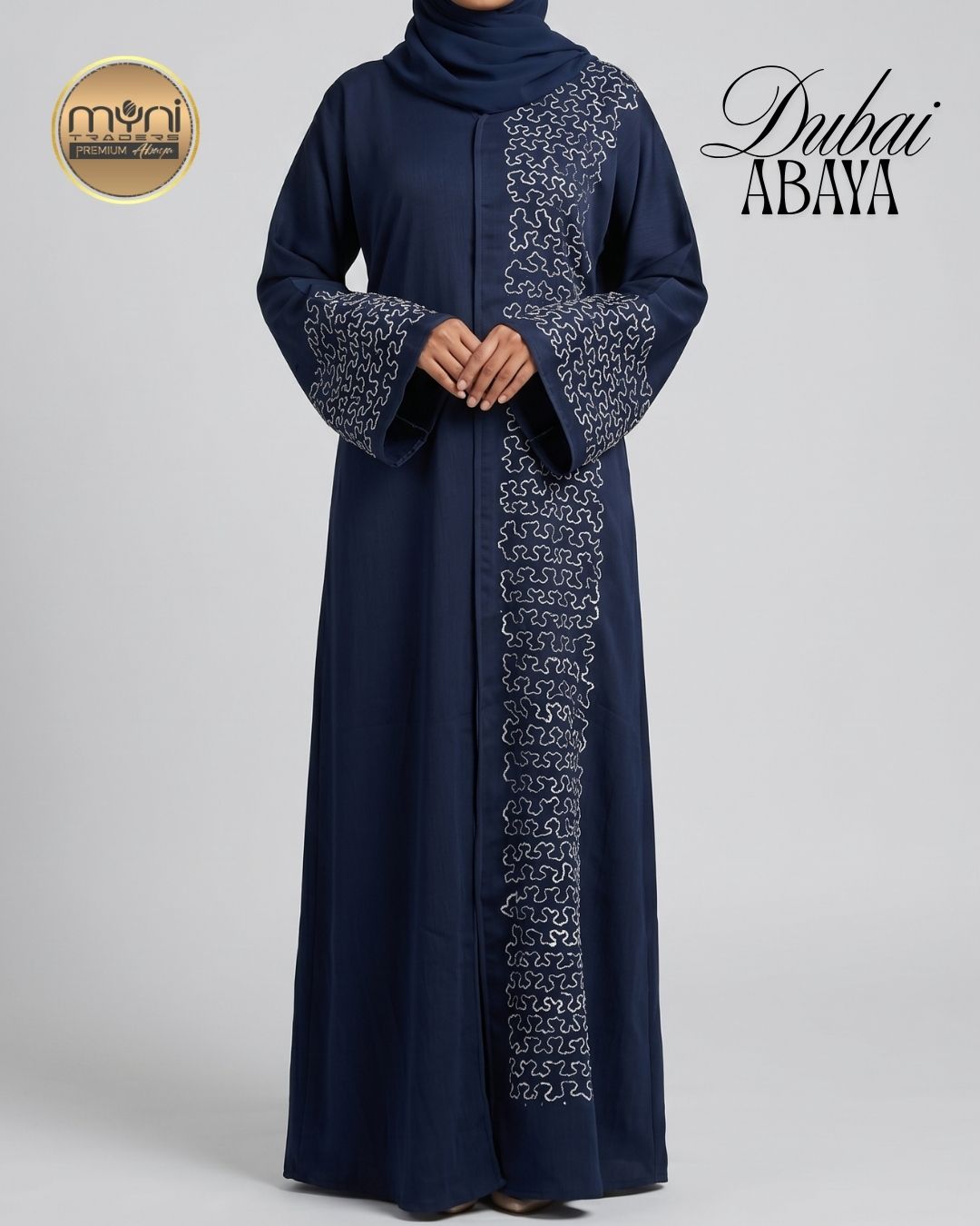 Premium Dubai Abaya with Embroidery, Stone Work & Zoom Material – Elegant Modest Wear