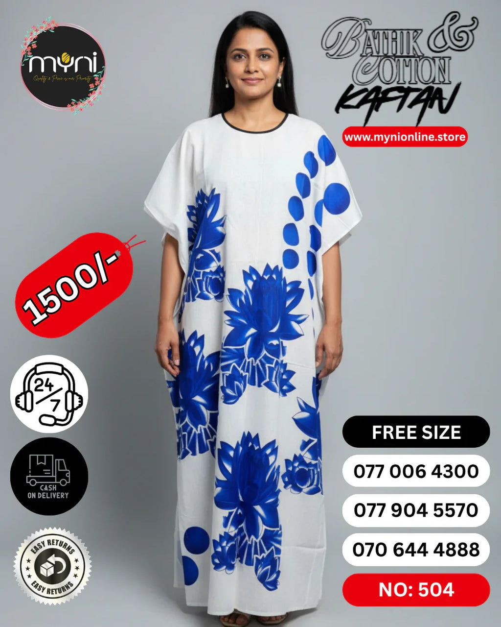Bathik & Cotton Kaftan- 100% Cotton material | Free size comfort