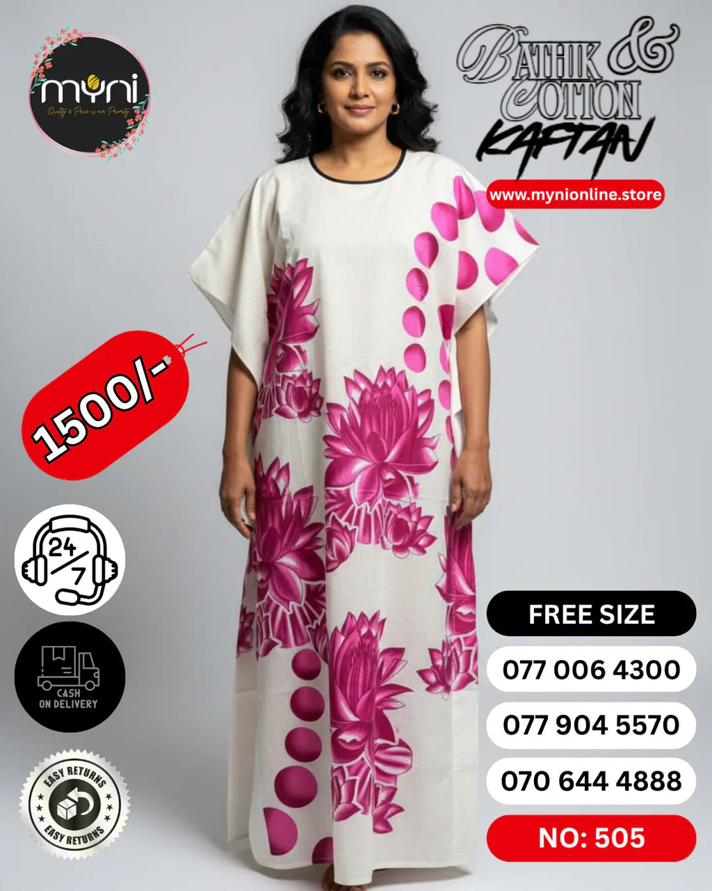 Bathik & Cotton Kaftan- 100% Cotton material | Free size comfort