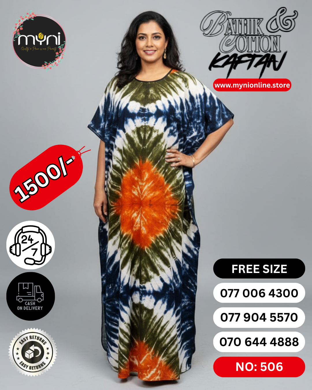 Bathik & Cotton Kaftan- 100% Cotton material | Free size comfort