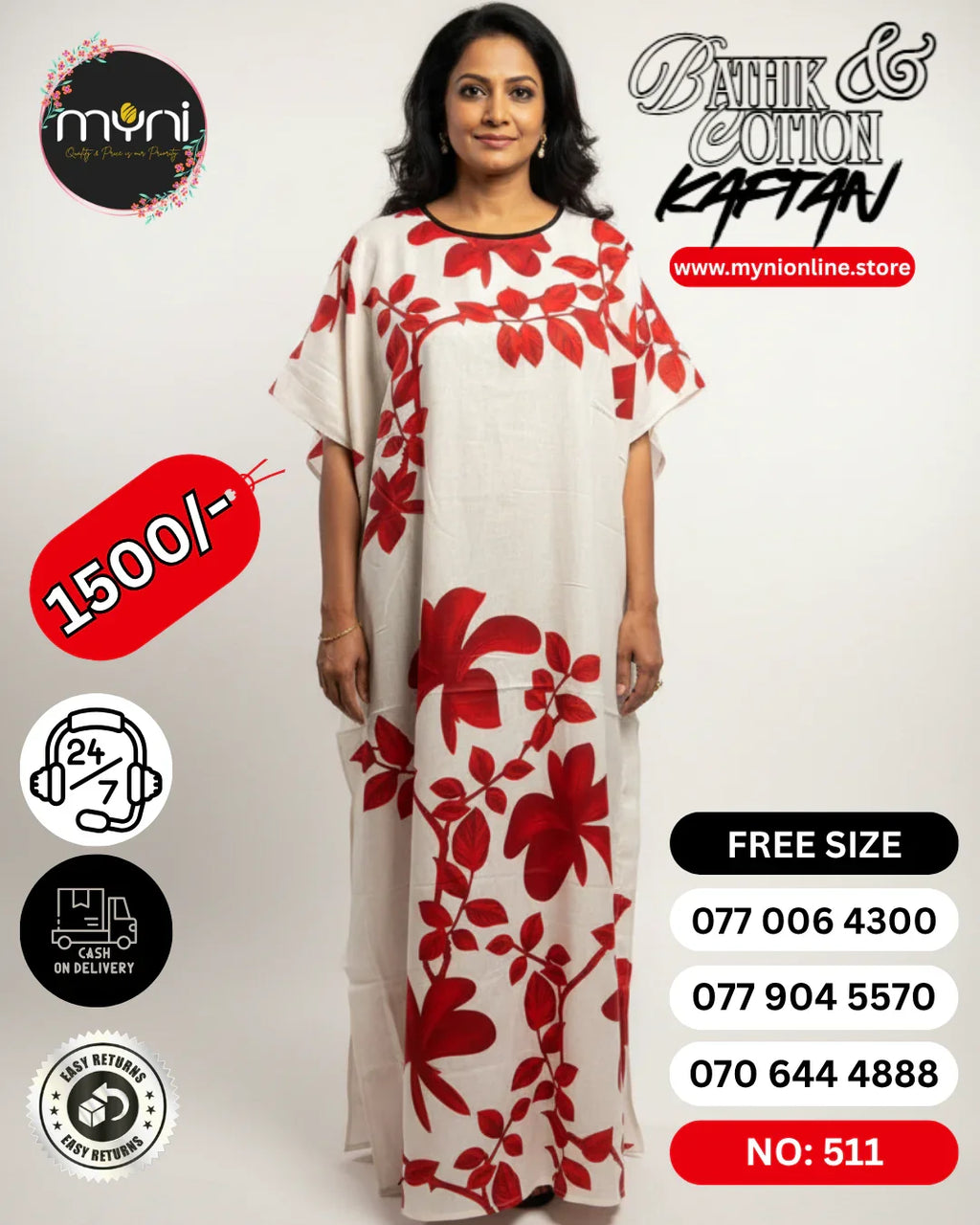 Bathik & Cotton Kaftan- 100% Cotton material | Free size comfort