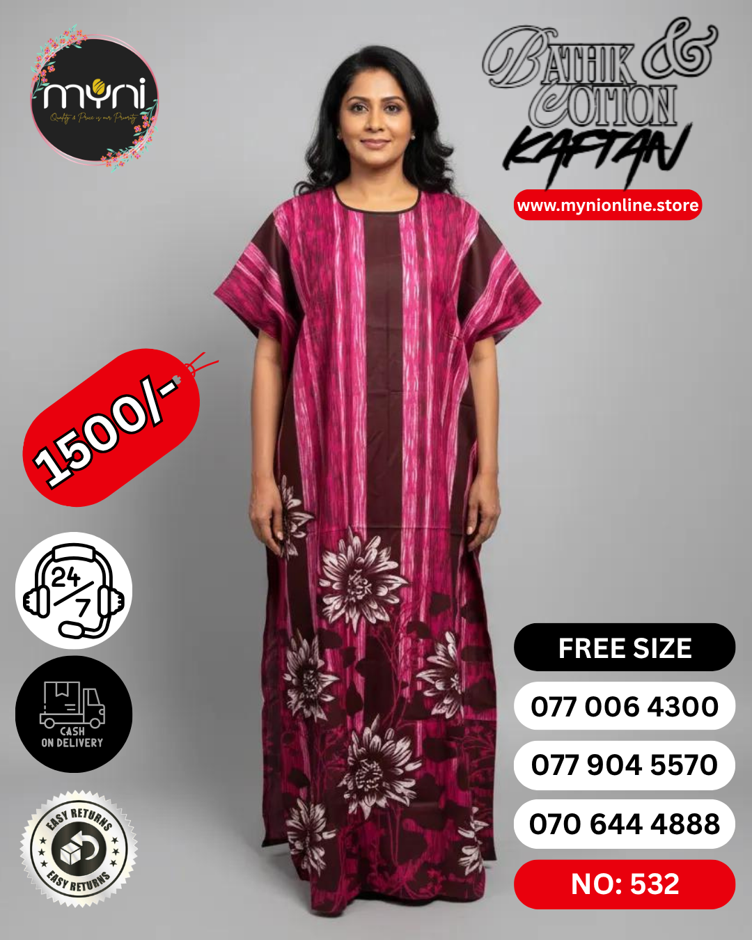 Bathik & Cotton Kaftan- 100% Cotton material | Free size comfort