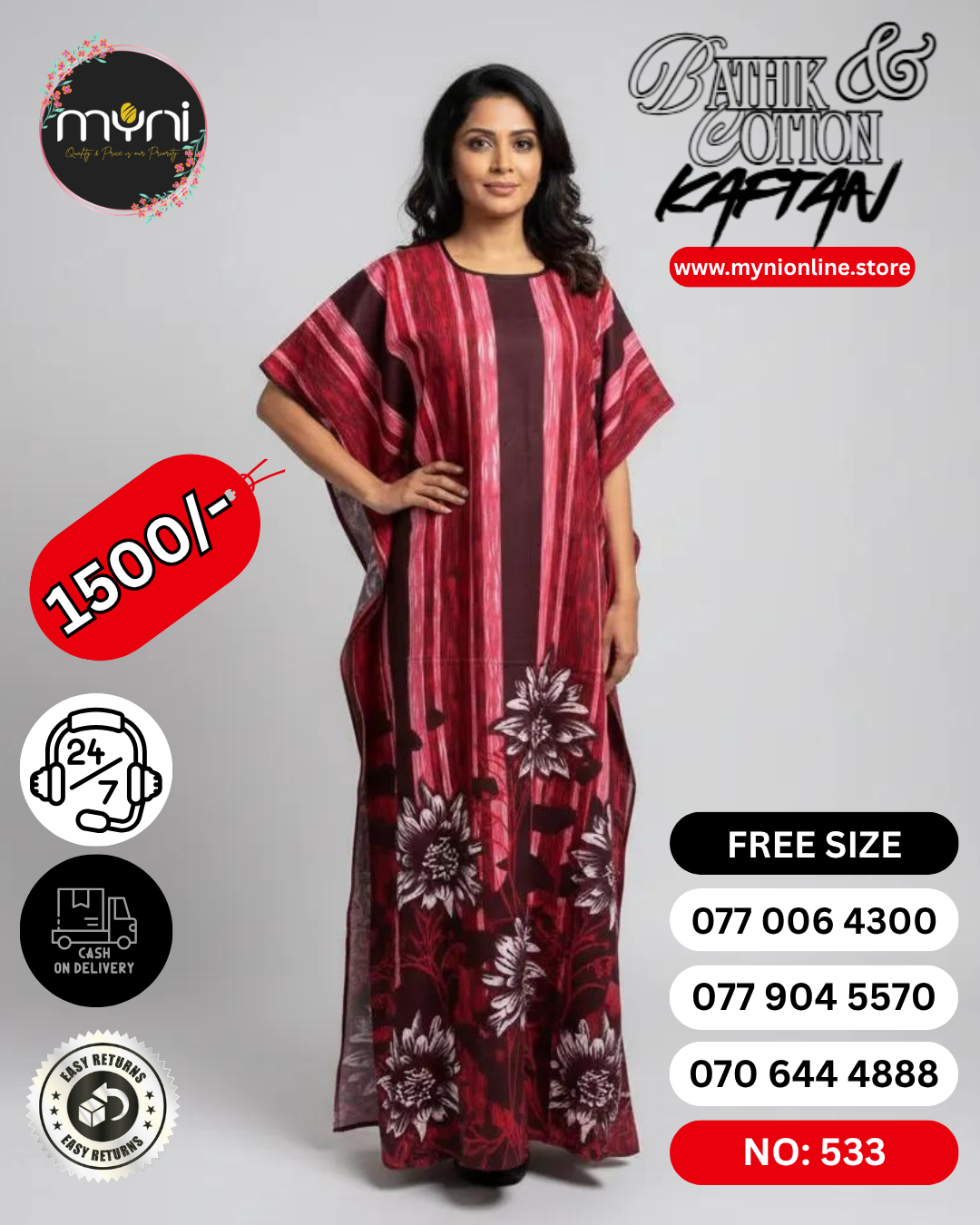 Bathik & Cotton Kaftan- 100% Cotton material | Free size comfort
