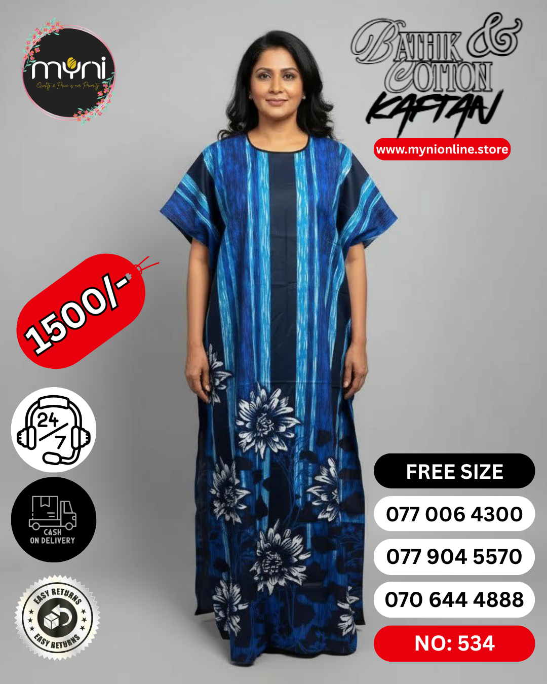 Bathik & Cotton Kaftan- 100% Cotton material | Free size comfort