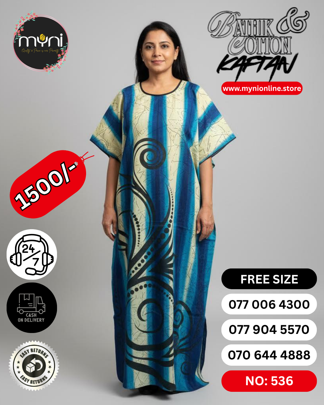 Bathik & Cotton Kaftan- 100% Cotton material | Free size comfort