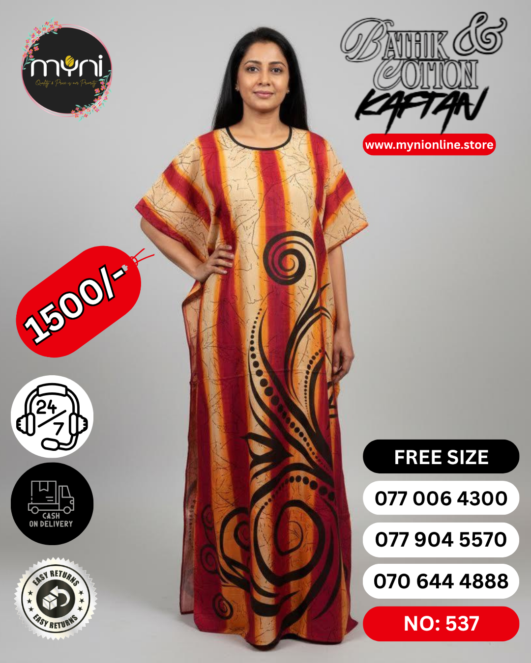 Bathik & Cotton Kaftan- 100% Cotton material | Free size comfort
