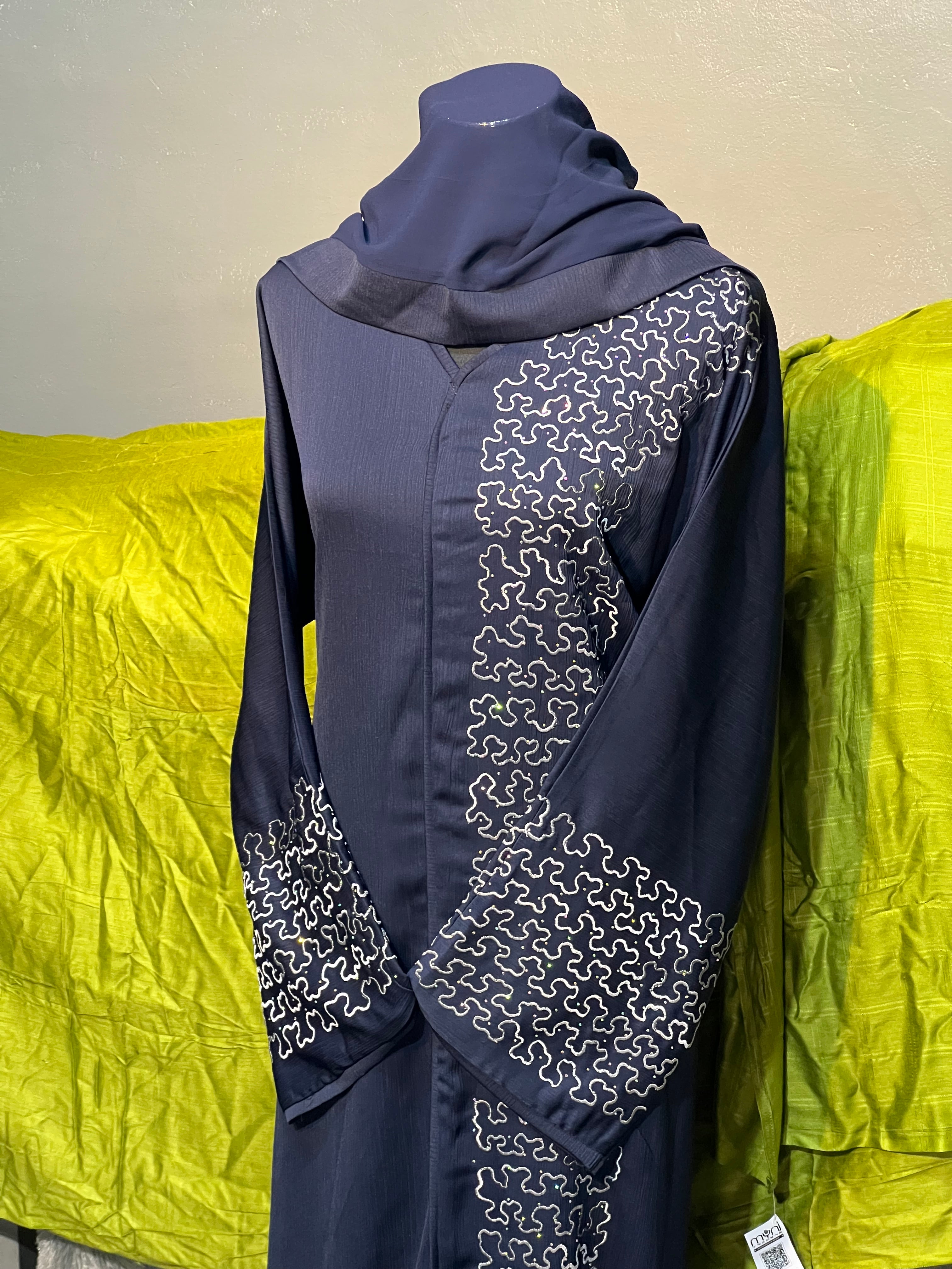 Premium Dubai Abaya with Embroidery, Stone Work & Zoom Material – Elegant Modest Wear