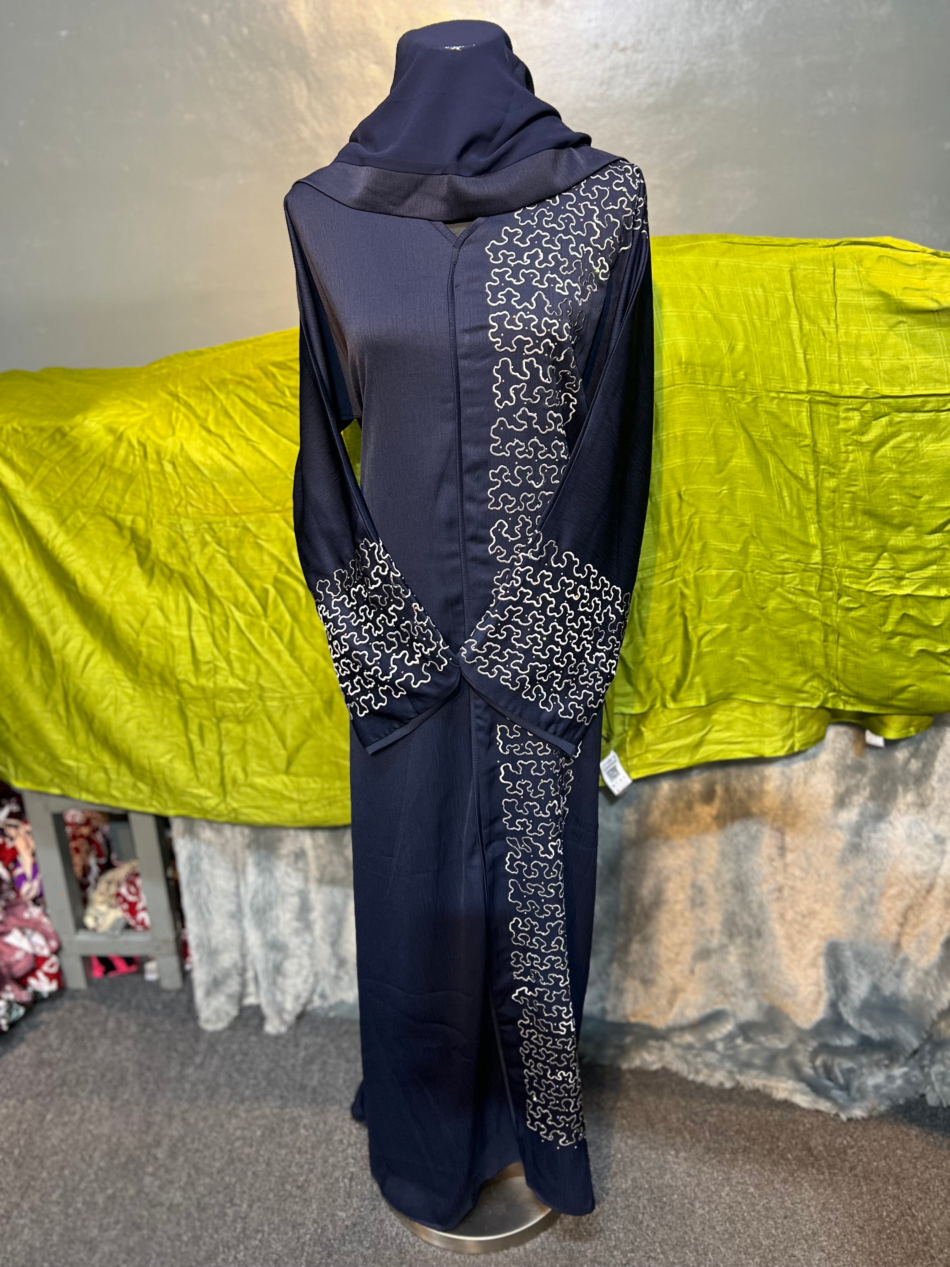 Premium Dubai Abaya with Embroidery, Stone Work & Zoom Material – Elegant Modest Wear