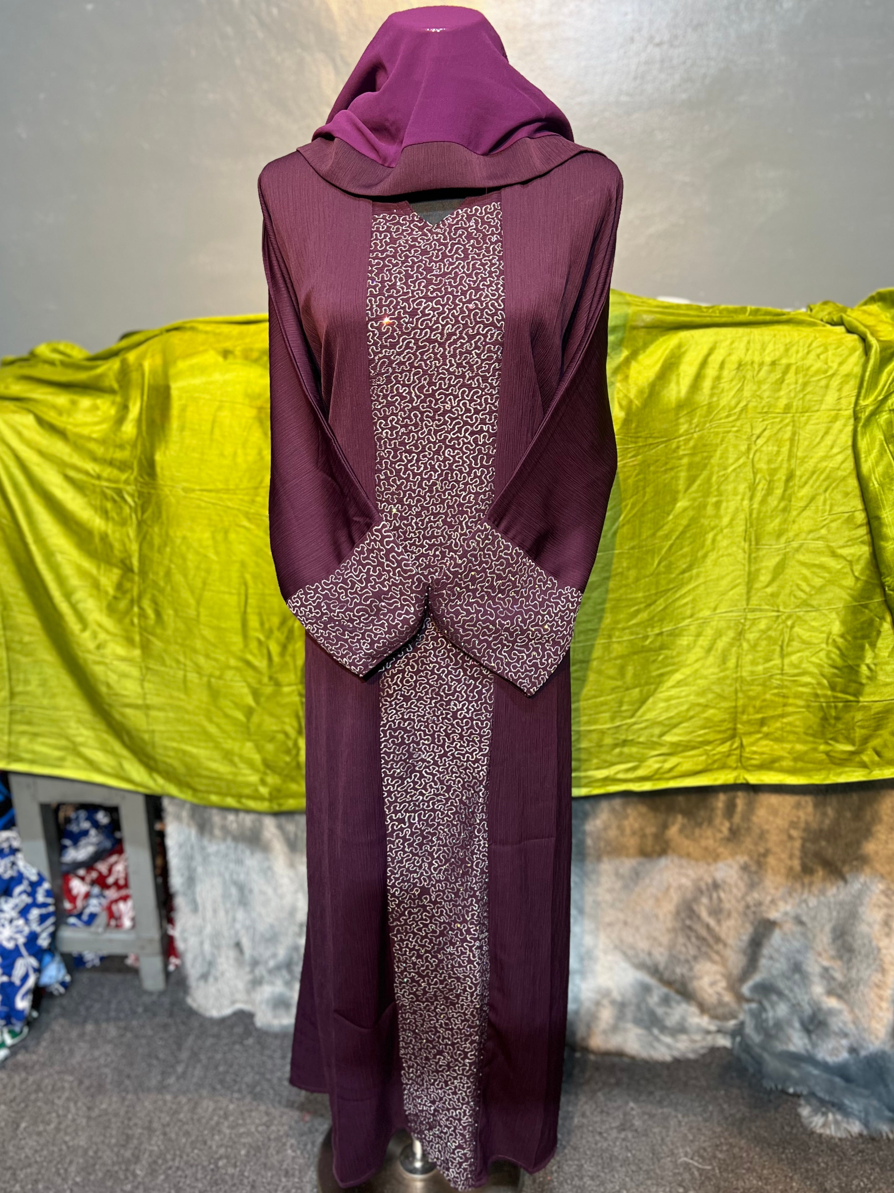 Premium Dubai Abaya with Embroidery, Stone Work & Zoom Material – Elegant Modest Wear