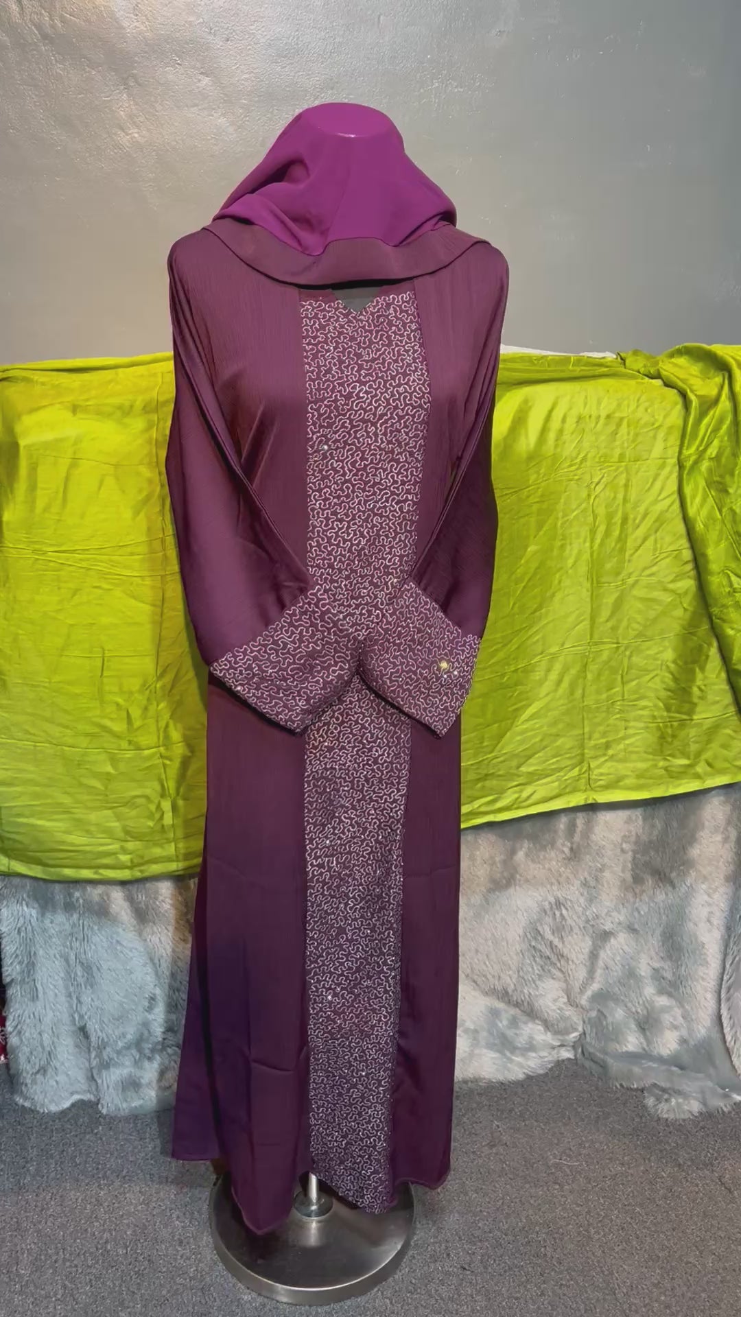Premium Dubai Abaya with Embroidery, Stone Work & Zoom Material – Elegant Modest Wear