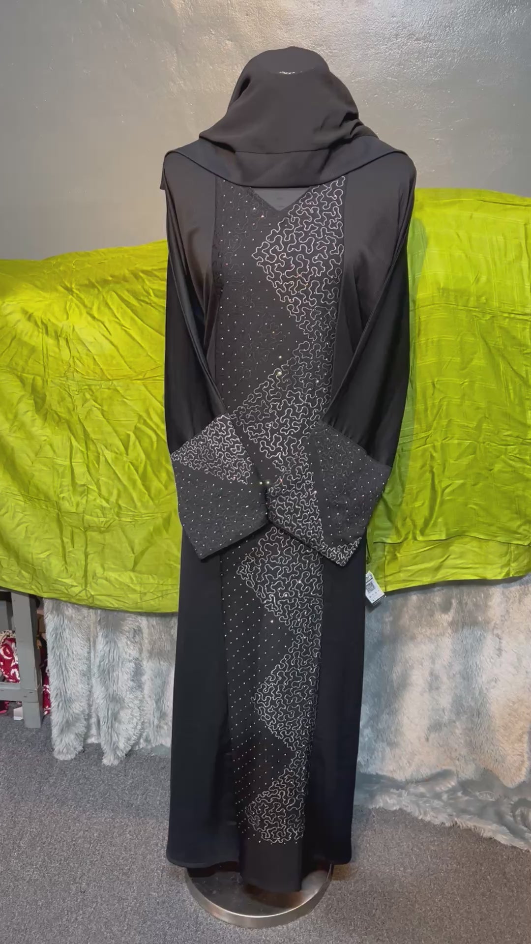Premium Dubai Abaya with Embroidery, Stone Work & Zoom Material – Elegant Modest Wear
