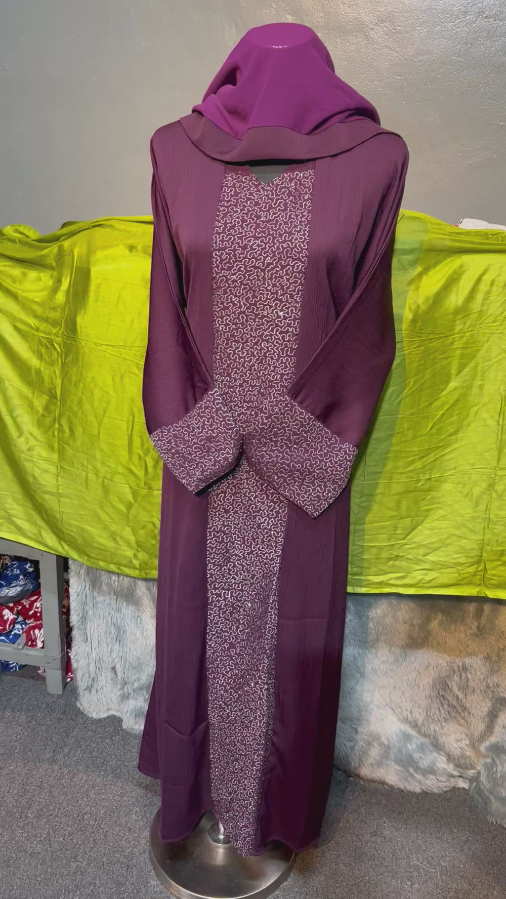 Premium Dubai Abaya with Embroidery, Stone Work & Zoom Material – Elegant Modest Wear
